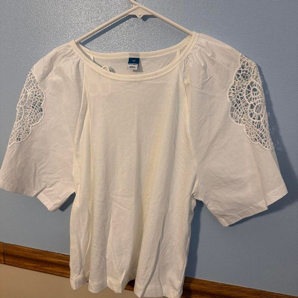 Old Navy Boho Crochet Cutwork Sleeve Top Size XS